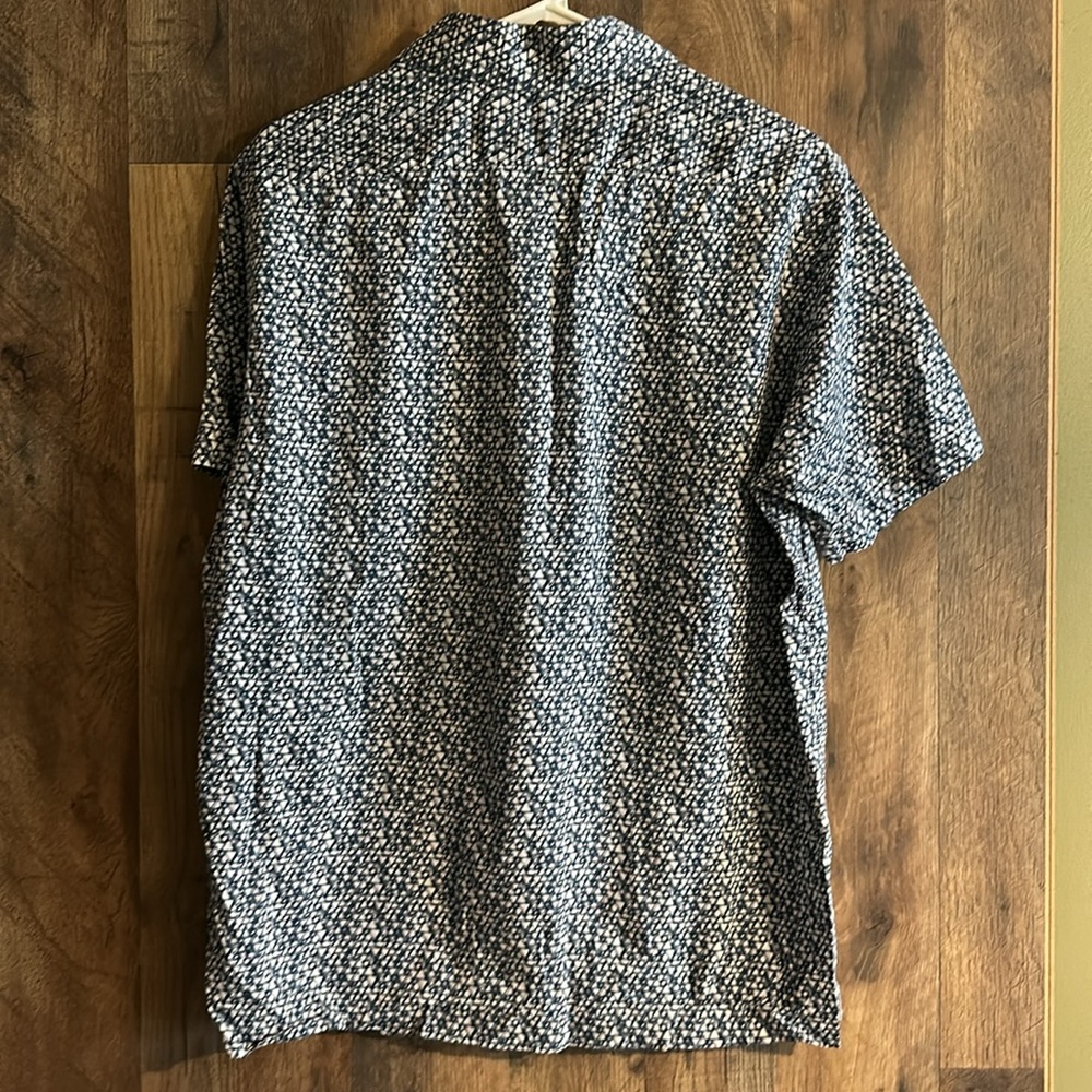 Blue Triangle Pattern Button Shirt - Hart Schaffe… - image 2